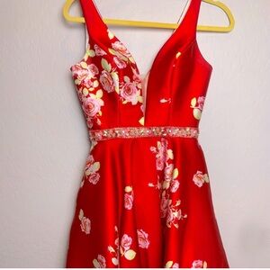 Floral Red Dress